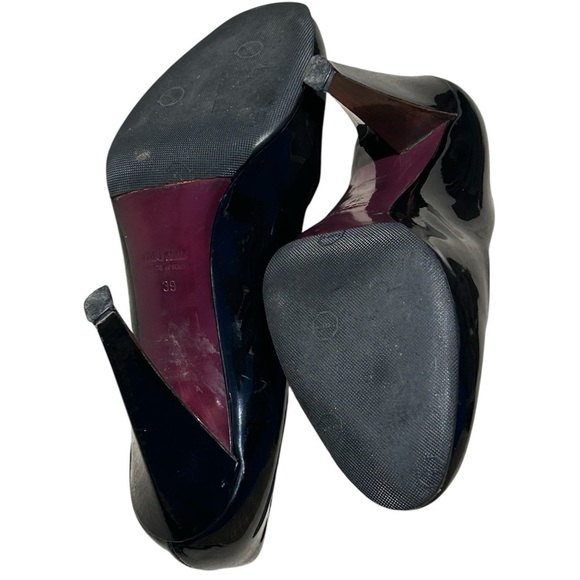 MIU MIU ITALY Shiny Black Slip On Heels Office Career Elegant Formal Women Sz 39 - Picture 6 of 12